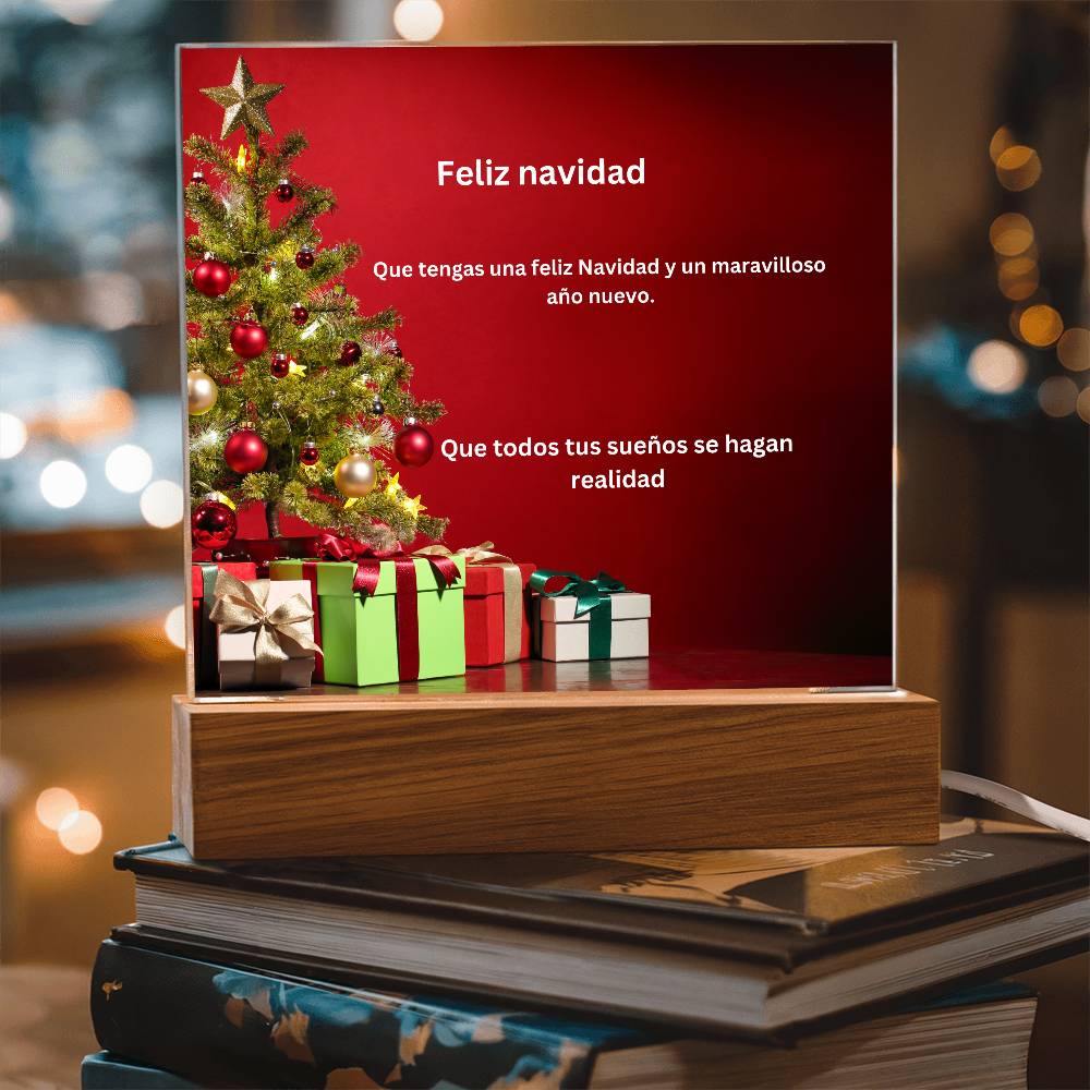 Spanish Merry Christmas Tree Printed Acrylic Plaque