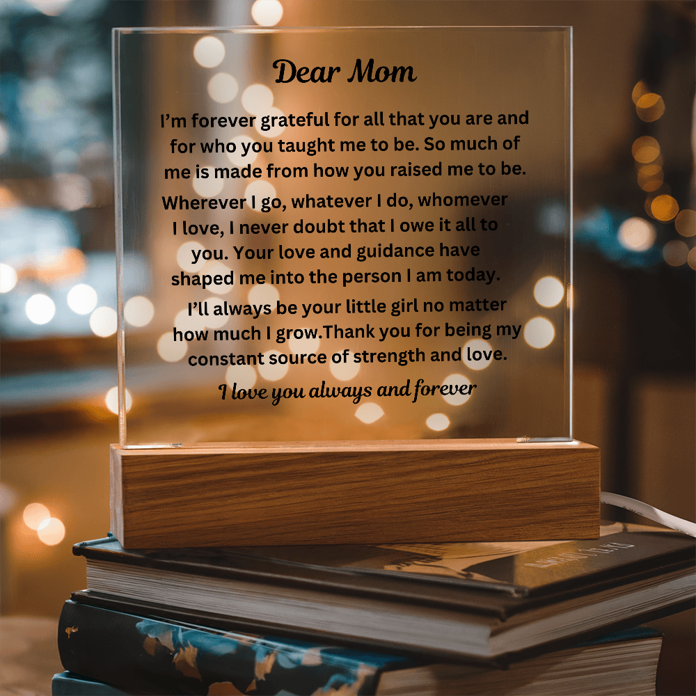 Dear Mom Engraved Acrylic Square Plaque