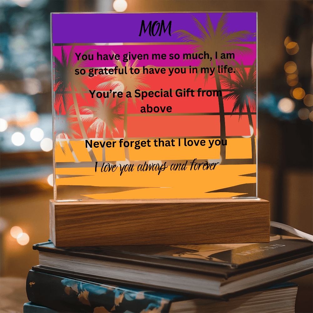 MOM Palm Tree Printed Acrylic Square Plaque