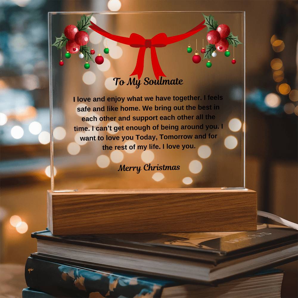 To My Soulmate Merry Christmas Square Plaque