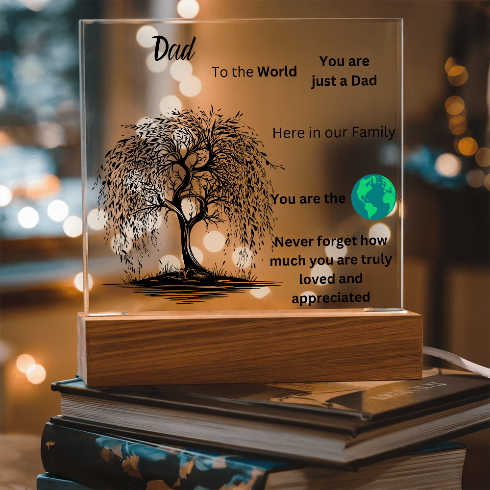 Dad To The World Printed Acrylic Square Plaque