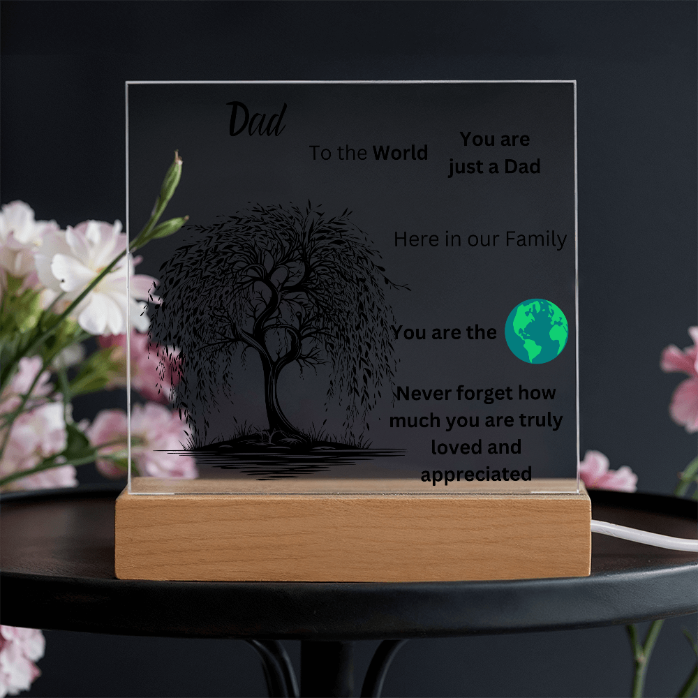 Dad To The World Printed Acrylic Square Plaque