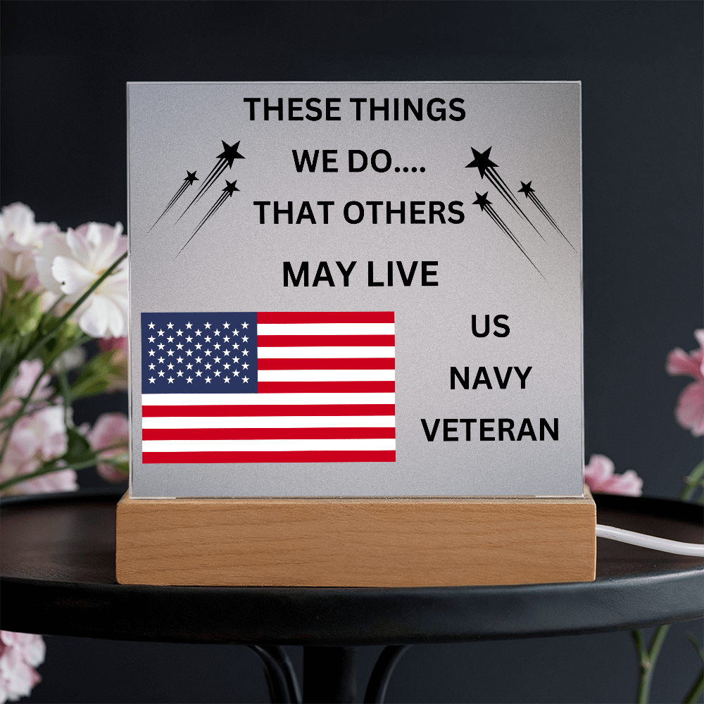 US Navy Veteran Printed Acrylic Square Plaque
