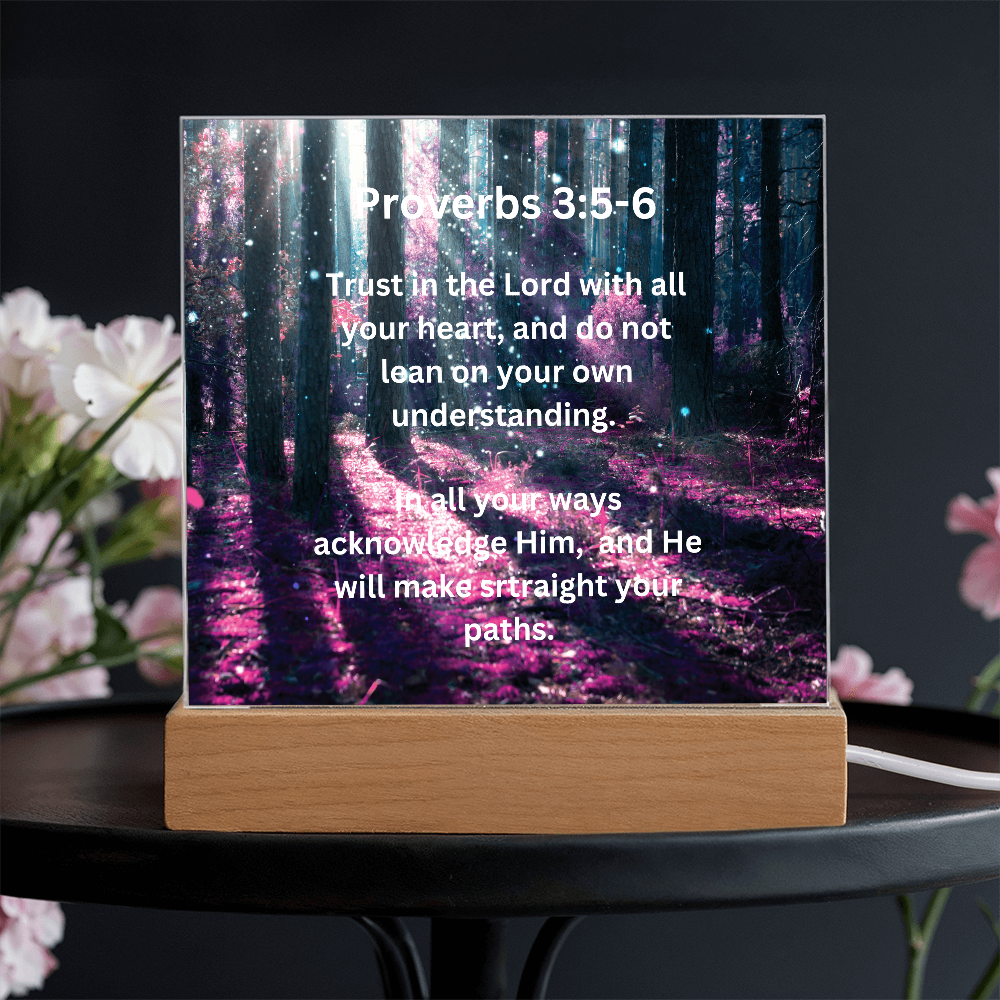 Proverbs 3:5-6 Acrylic Square Plaque