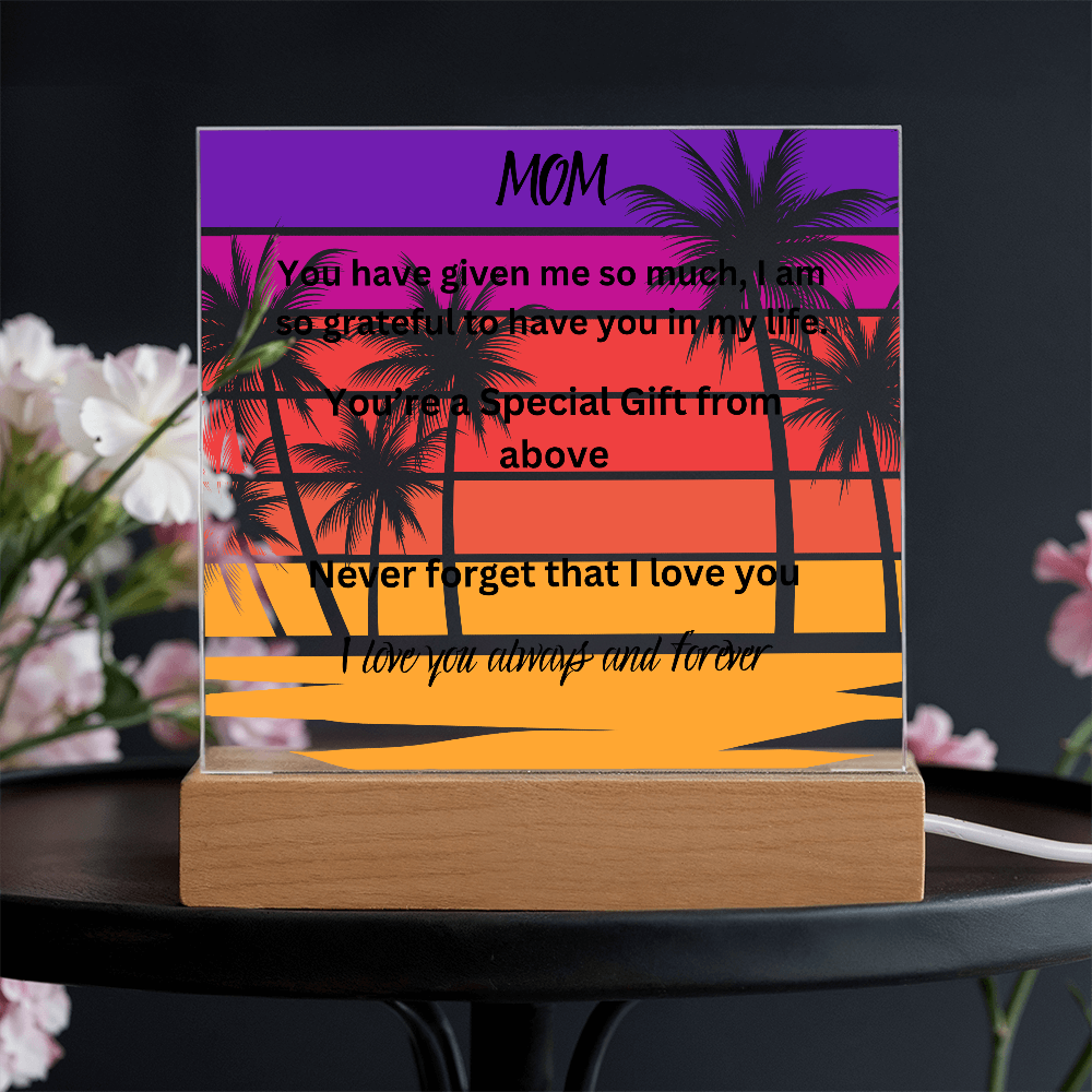 MOM Palm Tree Printed Acrylic Square Plaque