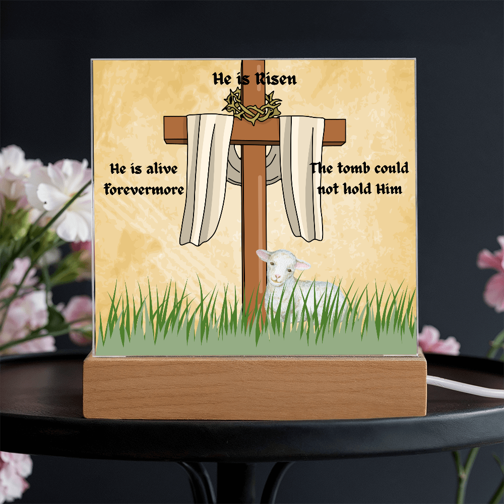 He is Risen Lamb of God Printed Square Acrylic Plaque