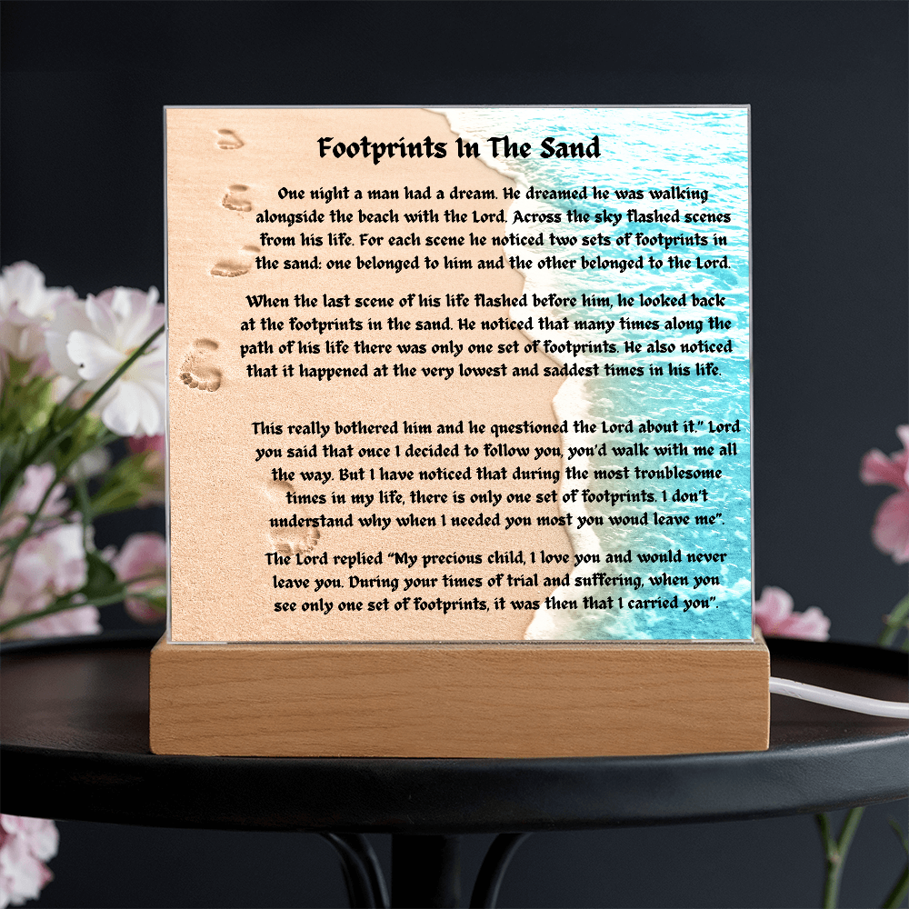 Footprints In The Sand Acrylic Square Plaque