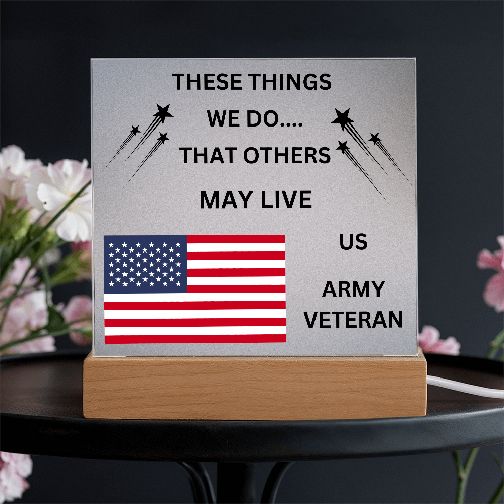 US Army Veteran Printed Acrylic Square Plaque