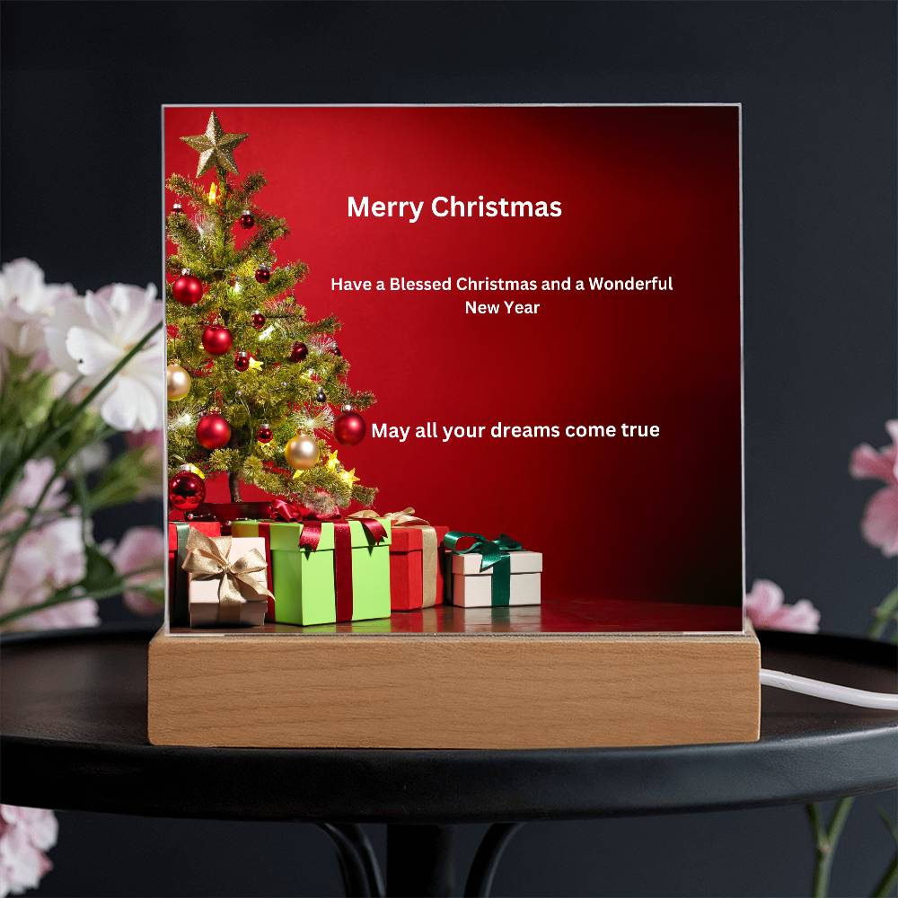 Merry Christmas Tree Printed Acrylic Plaque