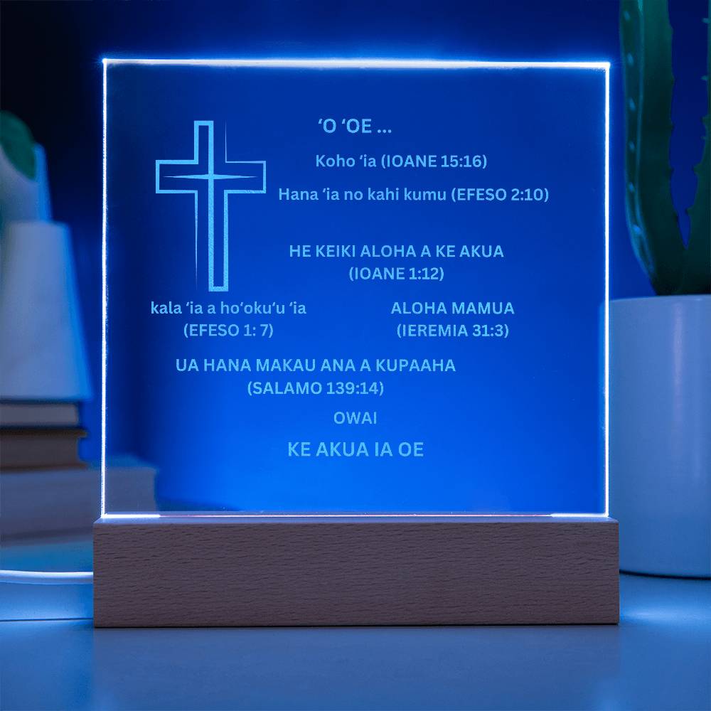Hawaiian YOU ARE DESCRIBED BY GOD Engraved Acrylic Square Plaque
