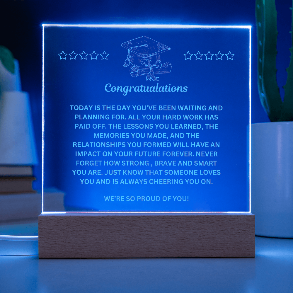 Graduation Conratulations Engraved Acrylic Square Plaque