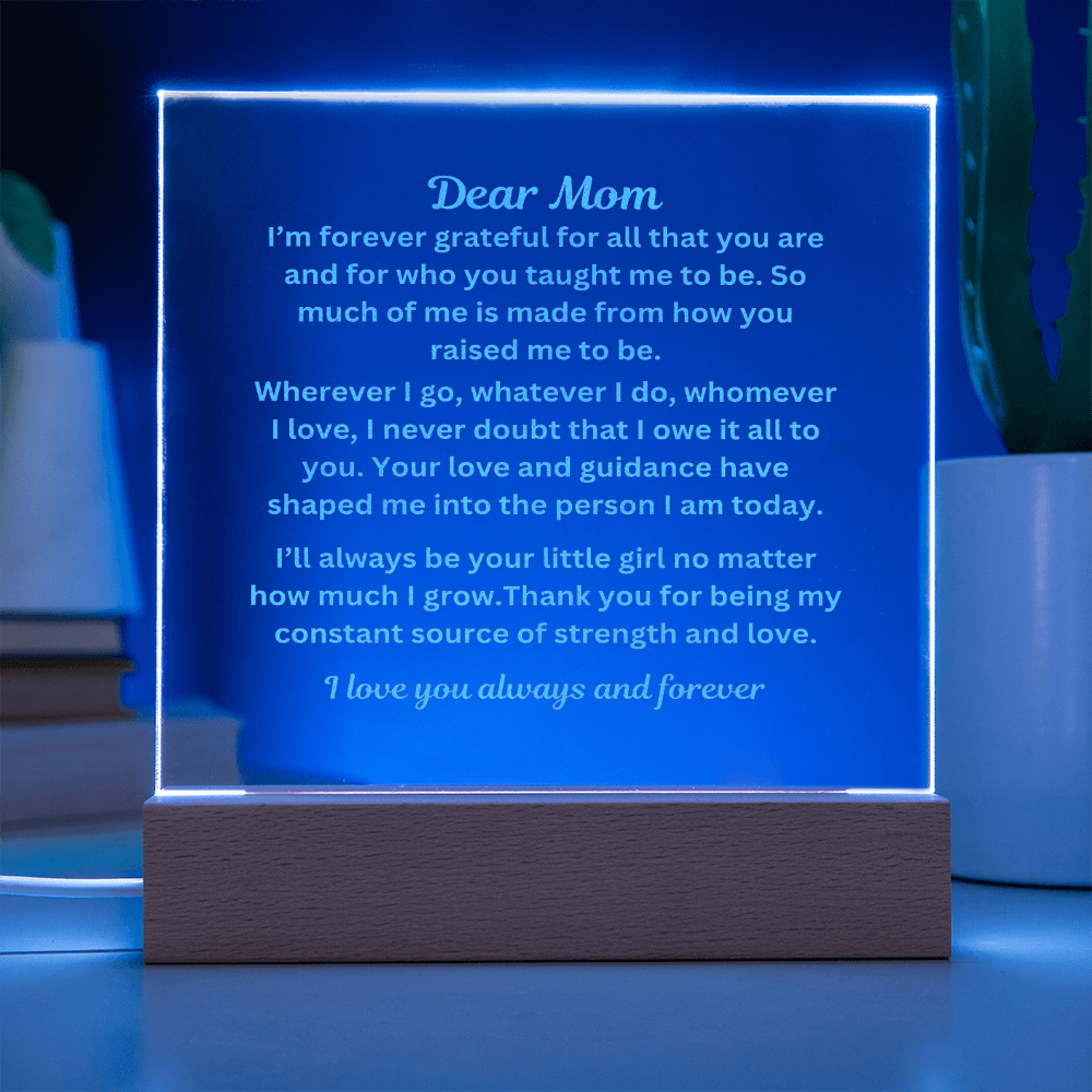 Dear Mom Engraved Acrylic Square Plaque