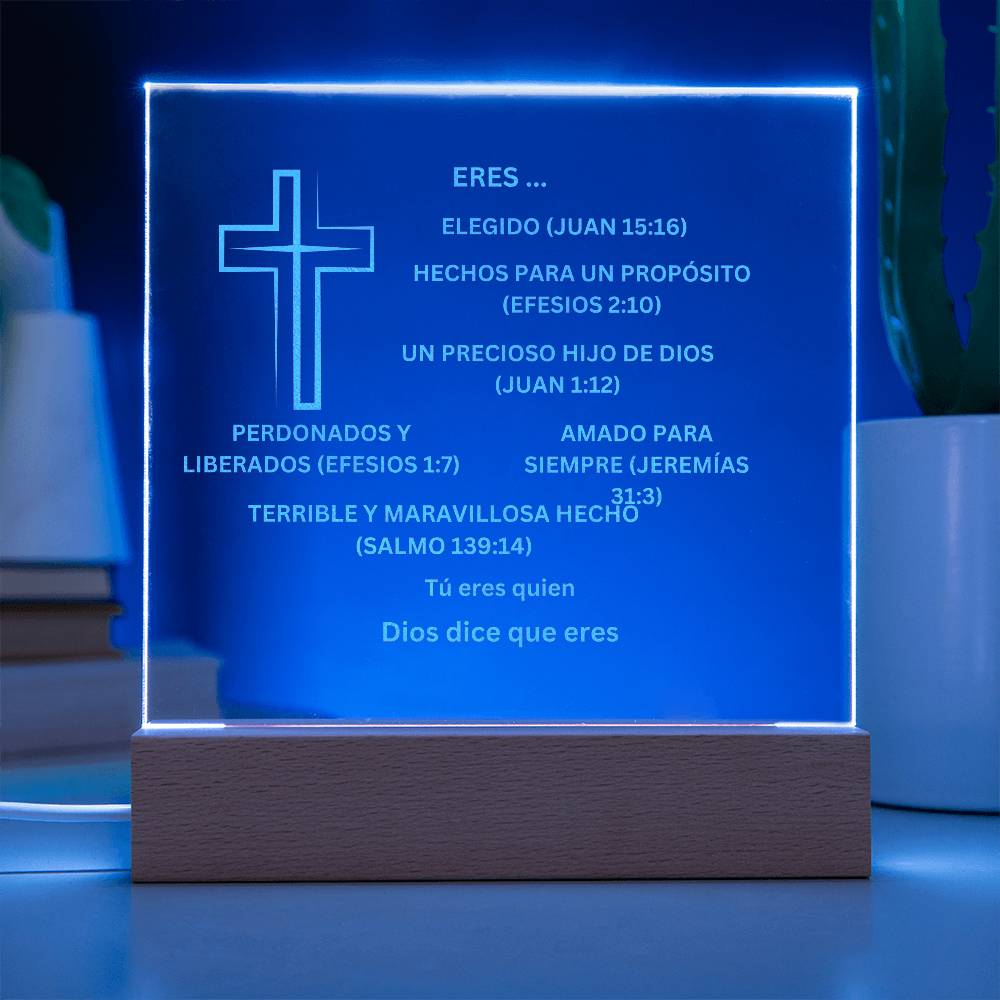 Spanish YOU ARE DESCRIBED BY GOD Engraved Acrylic Square Plaque