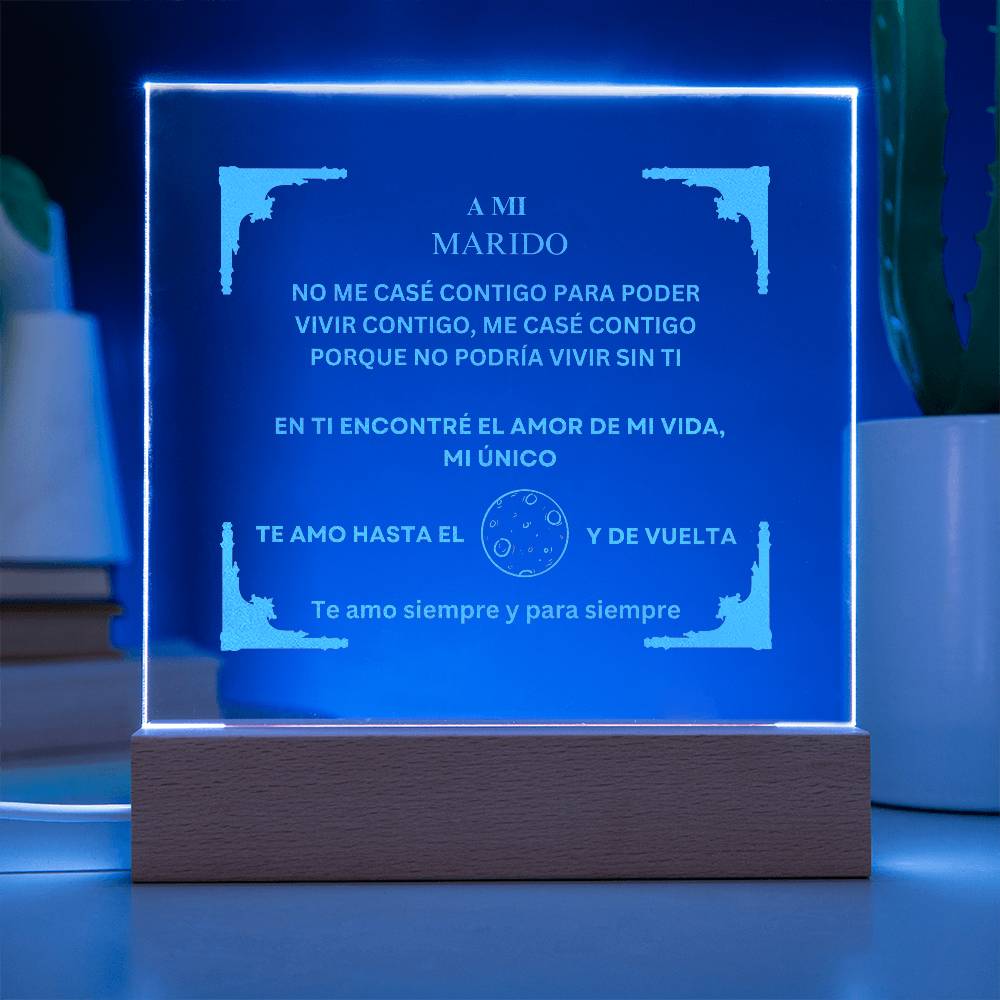 Spanish To My Husband Engraved Square Acrylic Plaque