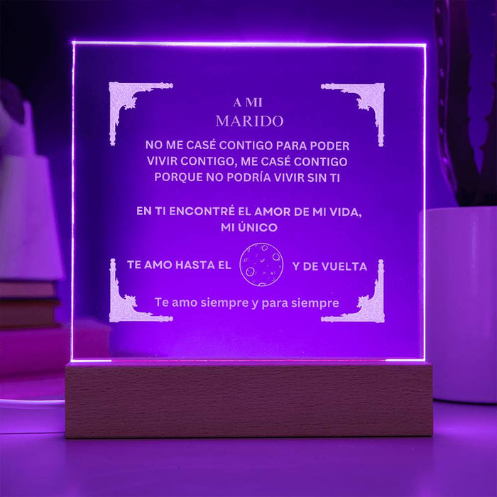 Spanish To My Husband Engraved Square Acrylic Plaque