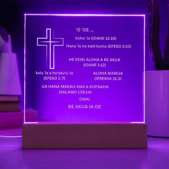 Hawaiian YOU ARE DESCRIBED BY GOD Engraved Acrylic Square Plaque