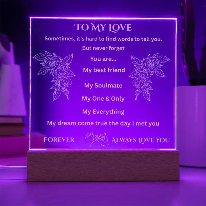 To My Love Engraved Acrylic Square Plaque