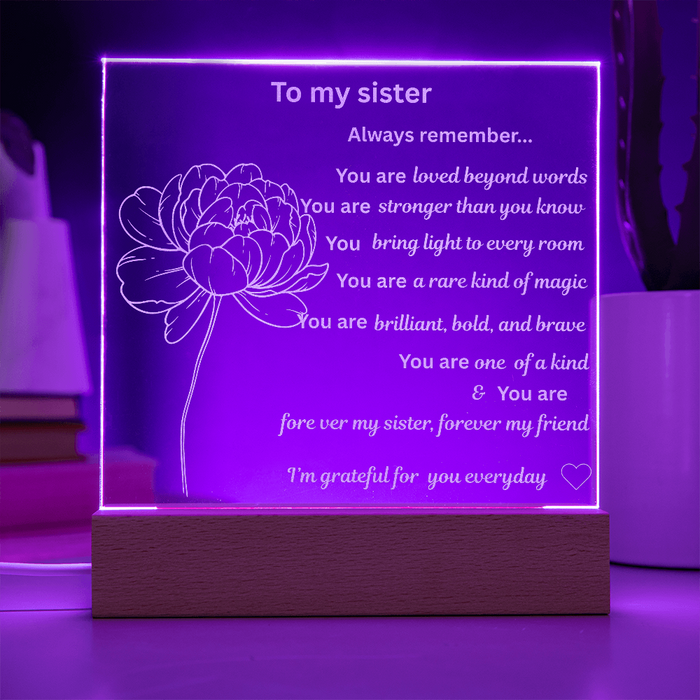 To my sister Engraved Acrylic Square Plaque