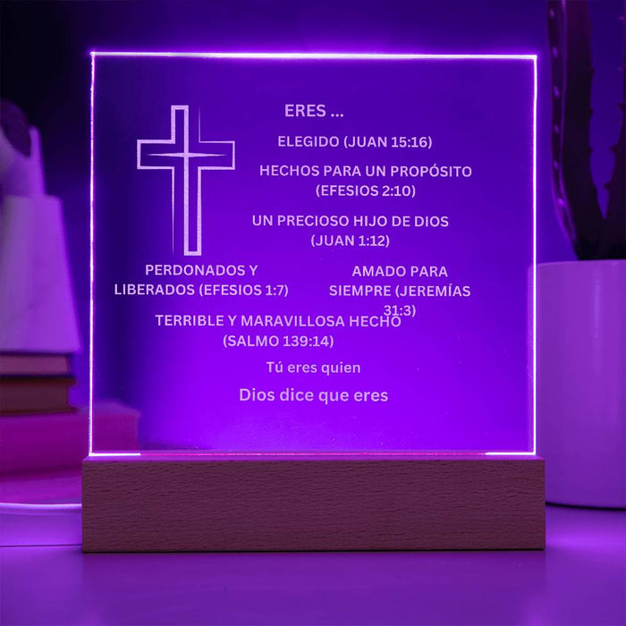 Spanish YOU ARE DESCRIBED BY GOD Engraved Acrylic Square Plaque