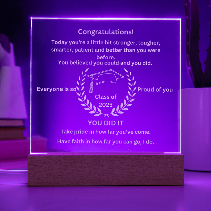 Congratulations! Graduation Engraved Acrylic Square Plaque