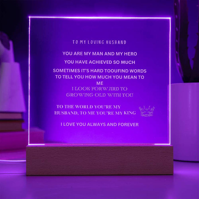 Husband Engraved Acrylic Square Plaque