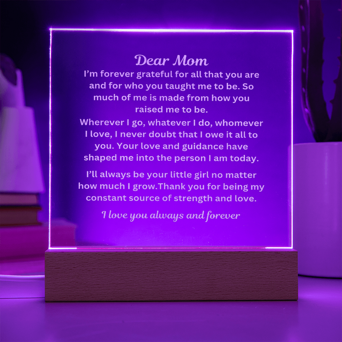 Dear Mom Engraved Acrylic Square Plaque