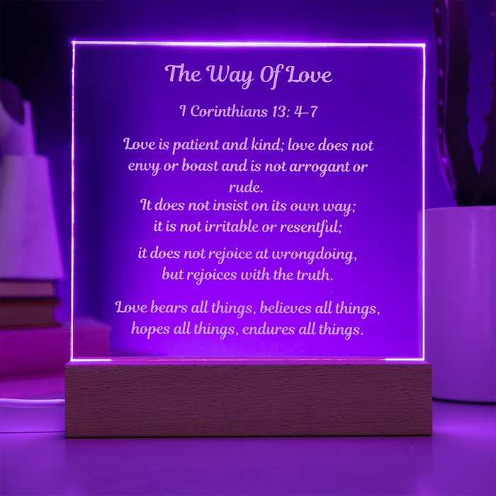 The Way Of Love Engraved Acrylic Square Plaque