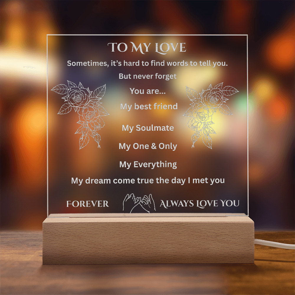 To My Love Engraved Acrylic Square Plaque
