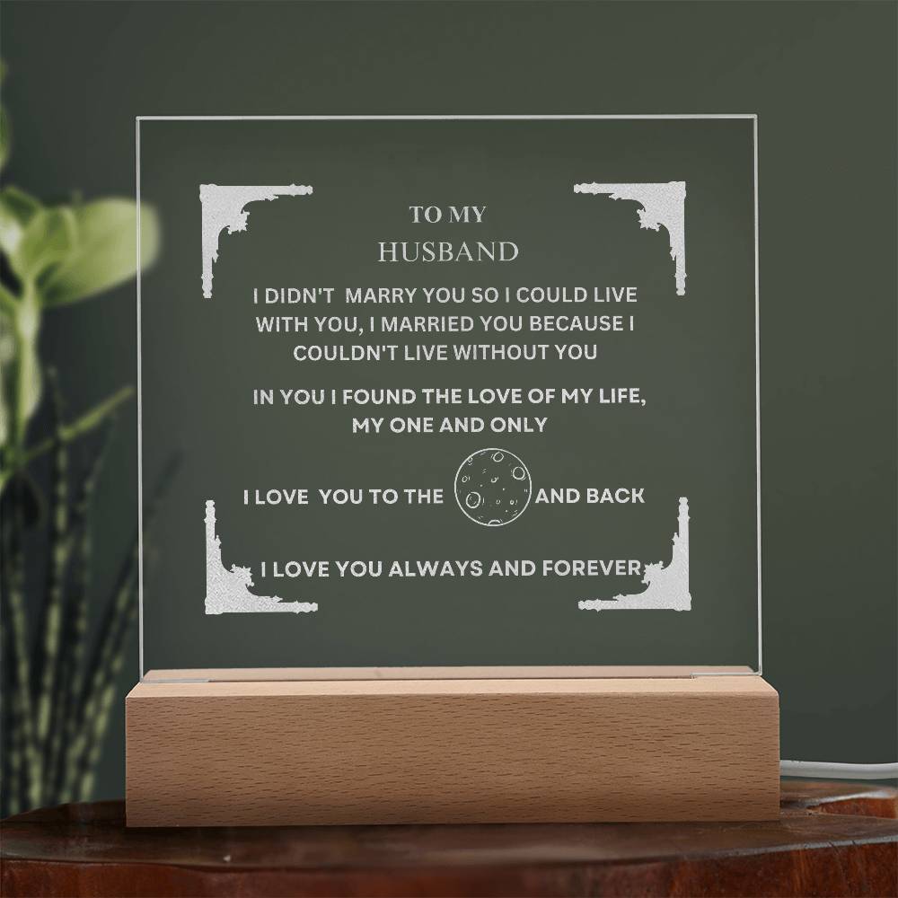 TO MY HUSBAND Engraved Square Acrylic Plaque