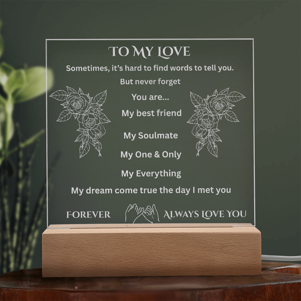 To My Love Engraved Acrylic Square Plaque