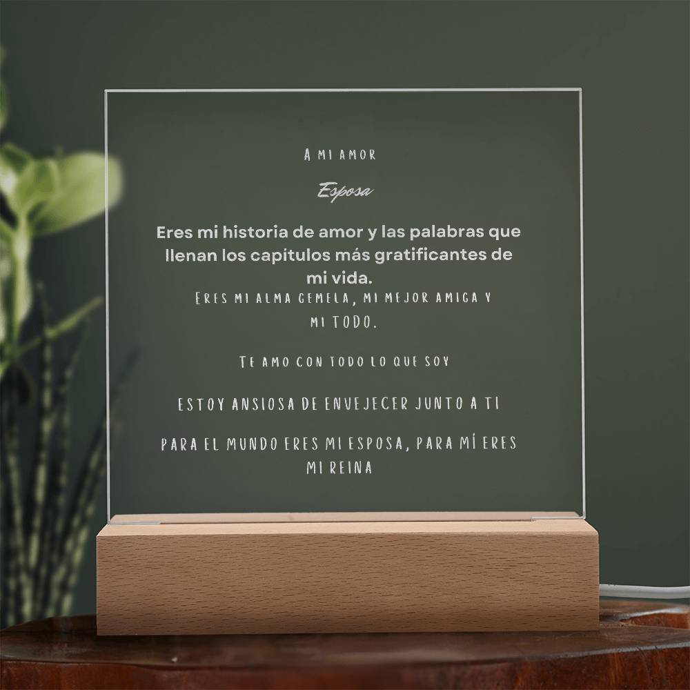 Spanish Wife Engraved  Acrylic  Square