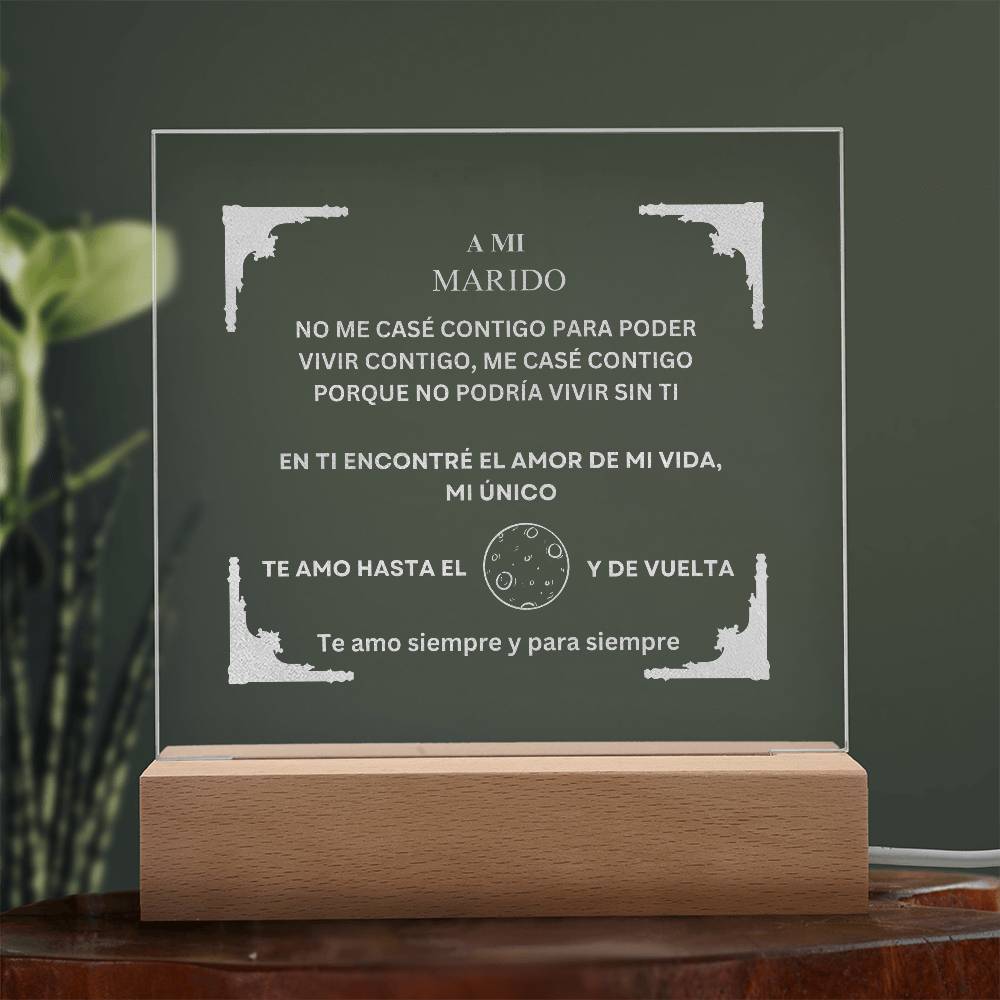 Spanish To My Husband Engraved Square Acrylic Plaque