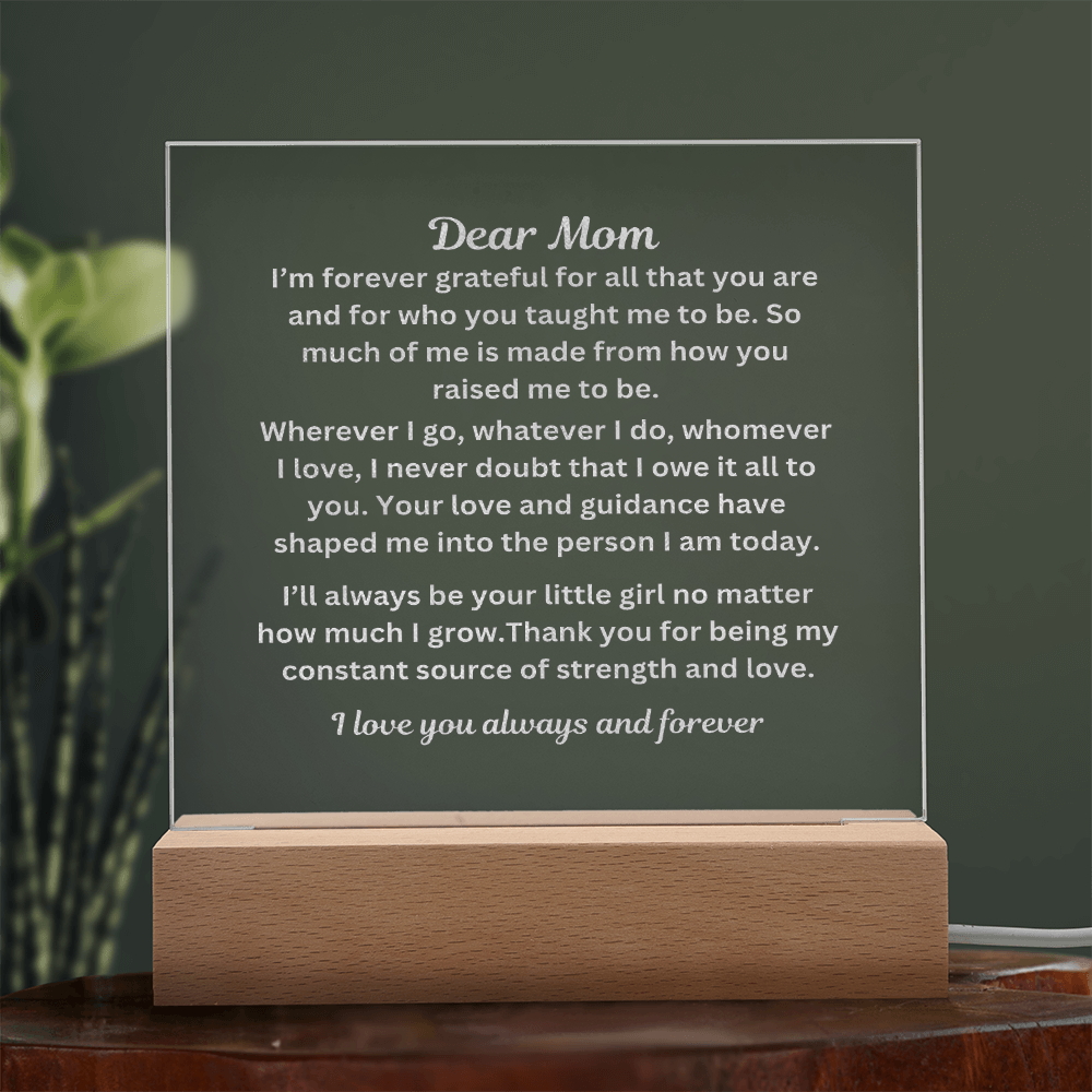 Dear Mom Engraved Acrylic Square Plaque