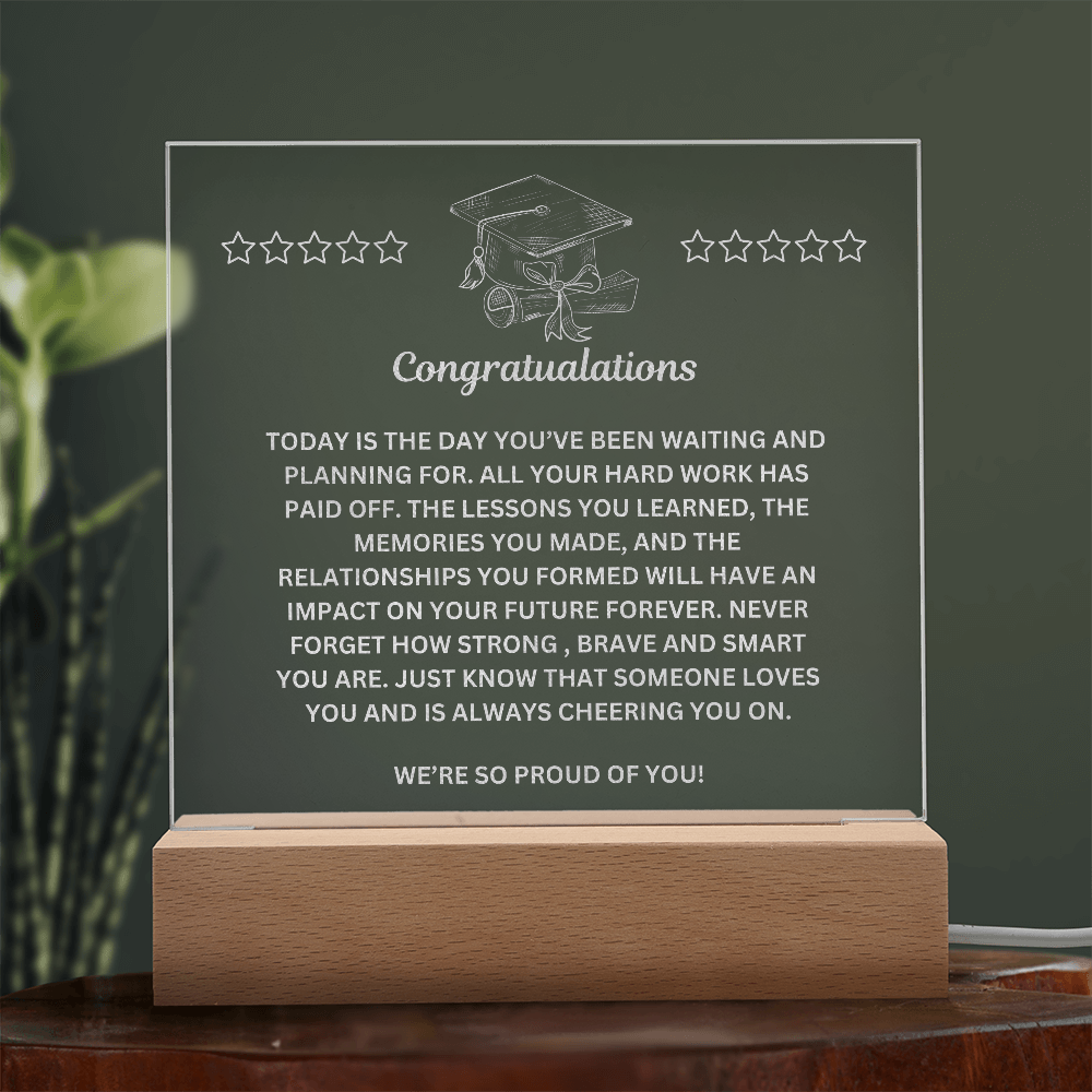 Graduation Conratulations Engraved Acrylic Square Plaque