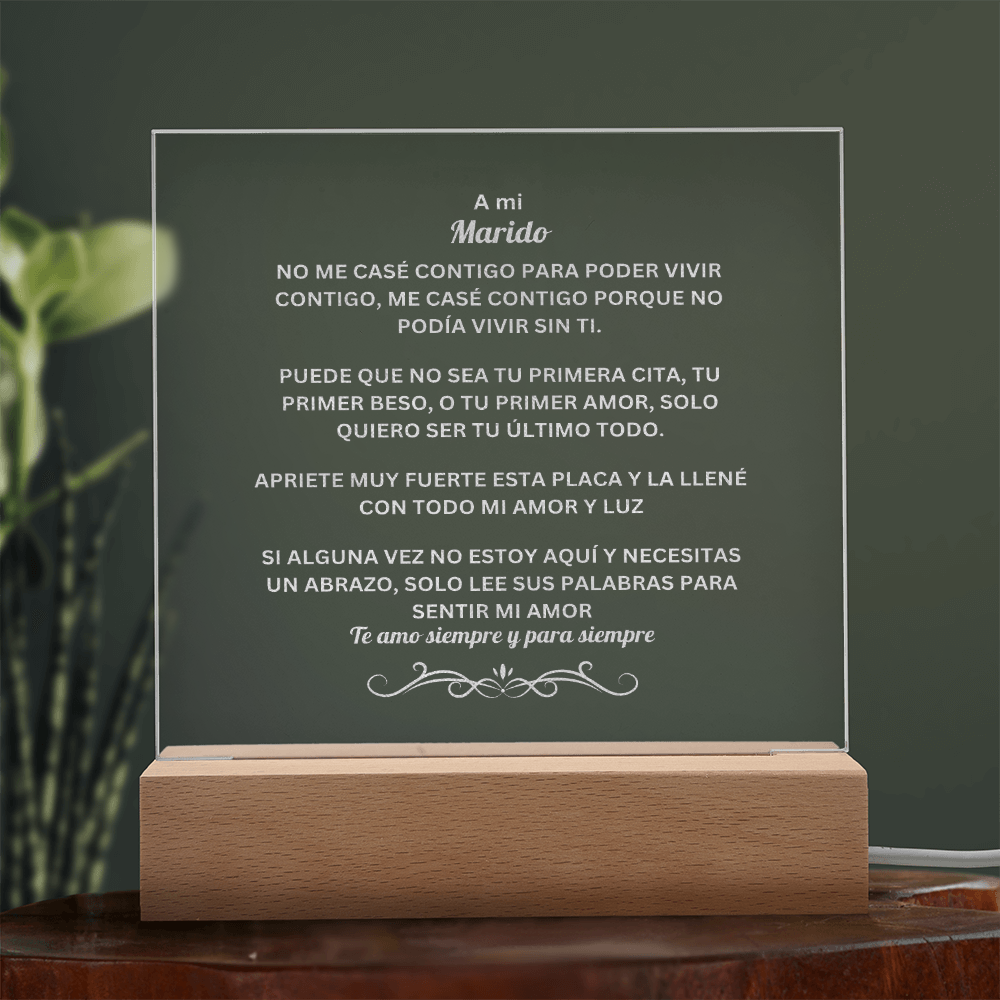 To My Husband Engraved Acrylic Square Plaque Spanish