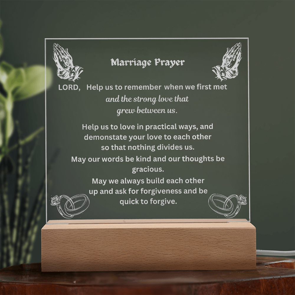 Marriage Prayer Engraved Square Acrylic Plaque