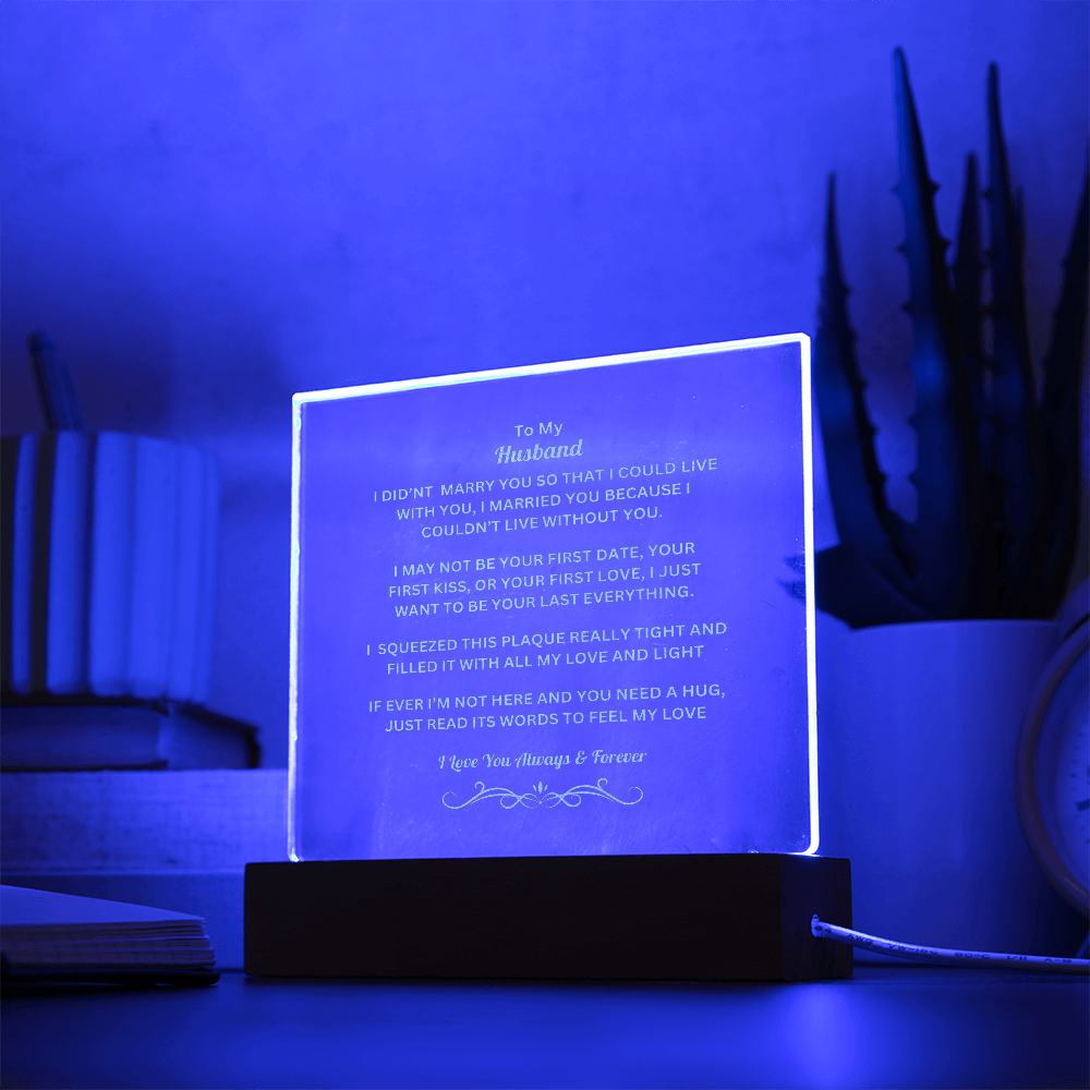 To MY Husband Engraved Acrylic Square Plaque