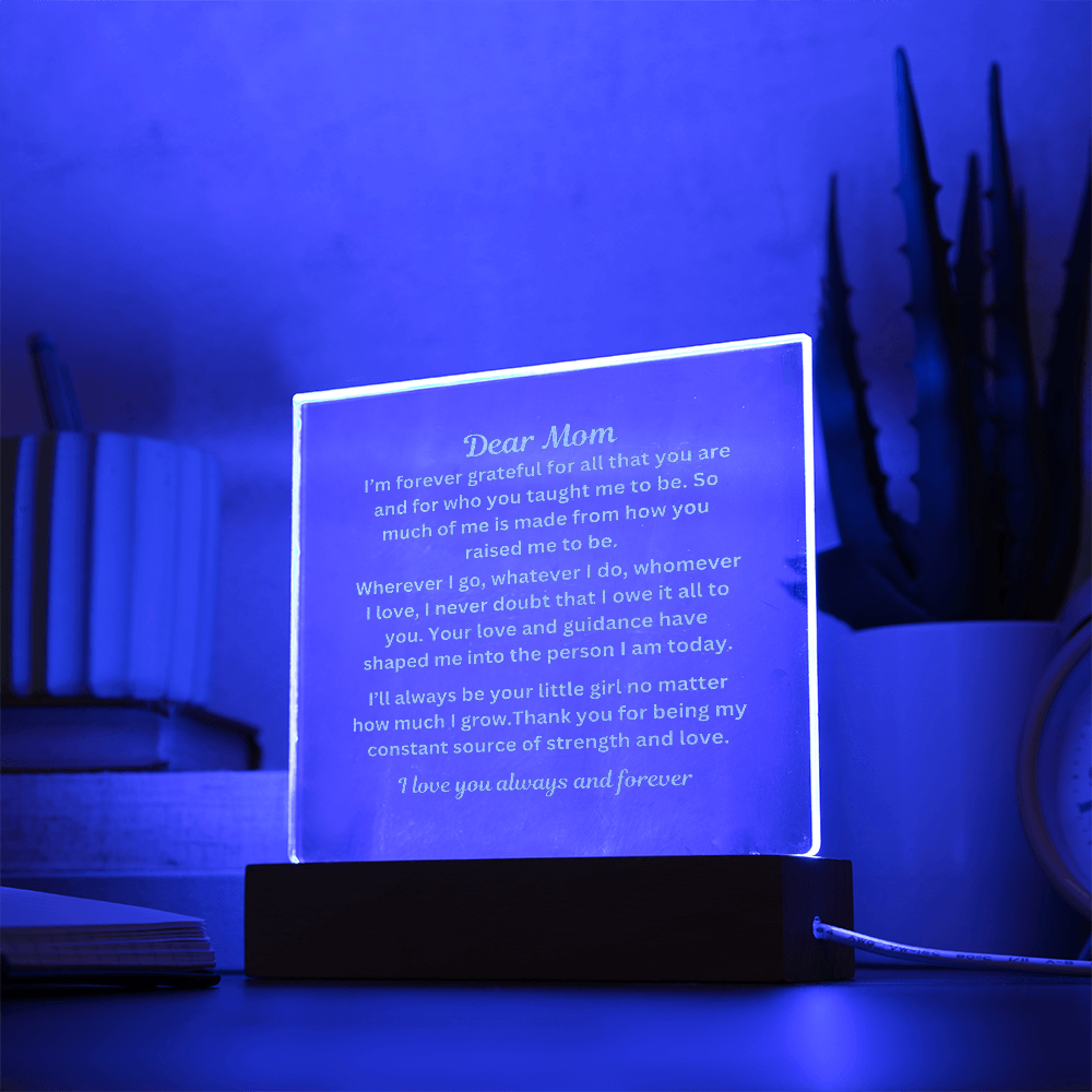 Dear Mom Engraved Acrylic Square Plaque