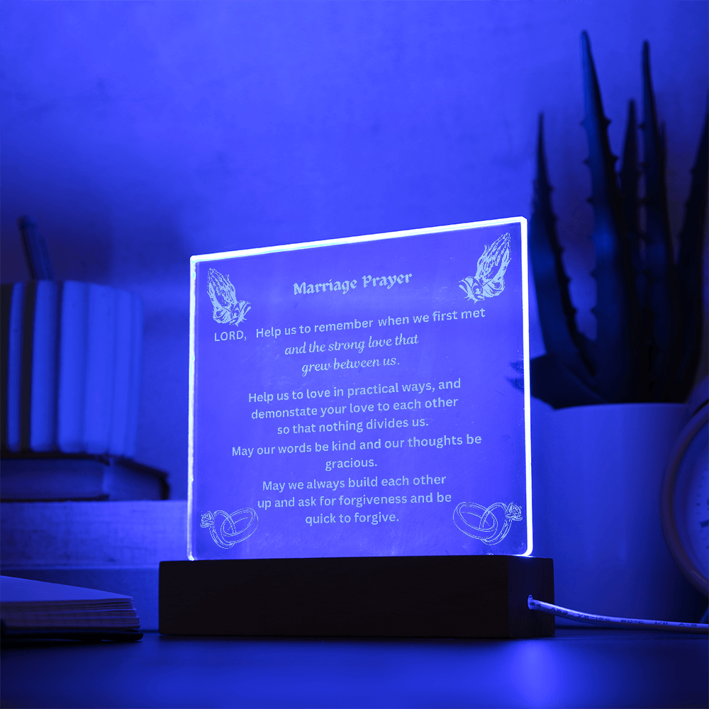 Marriage Prayer Engraved Square Acrylic Plaque