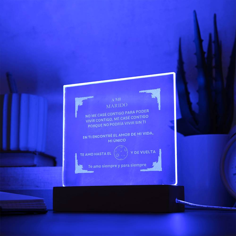 Spanish To My Husband Engraved Square Acrylic Plaque