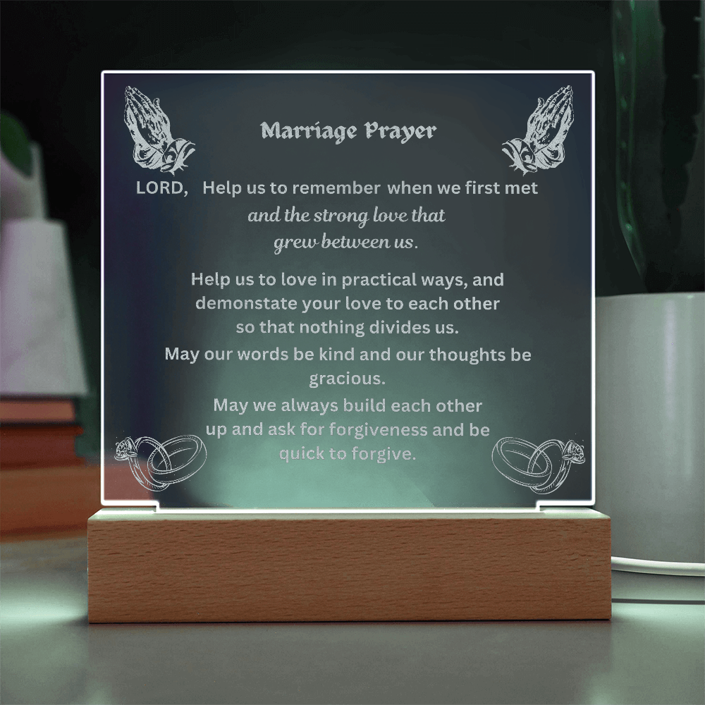 Marriage Prayer Engraved Square Acrylic Plaque