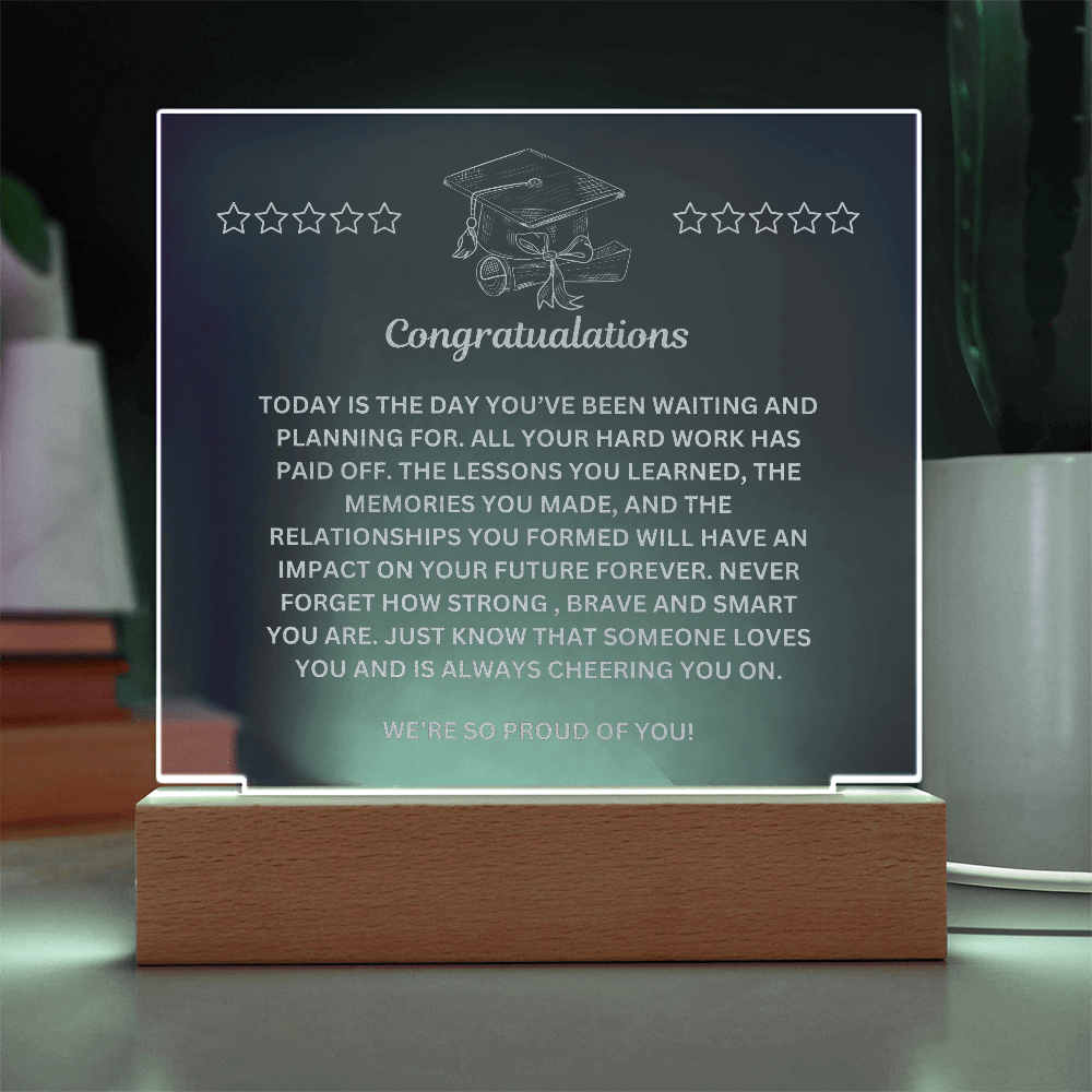 Graduation Conratulations Engraved Acrylic Square Plaque