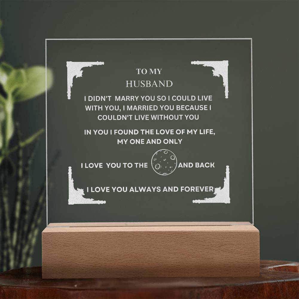 TO MY HUSBAND Engraved Square Acrylic Plaque