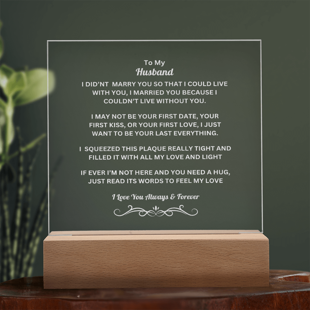 To MY Husband Engraved Acrylic Square Plaque
