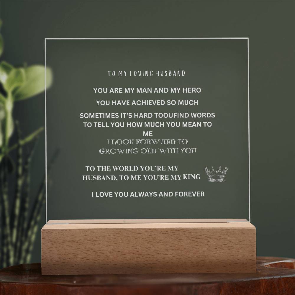 Husband Engraved Acrylic Square Plaque