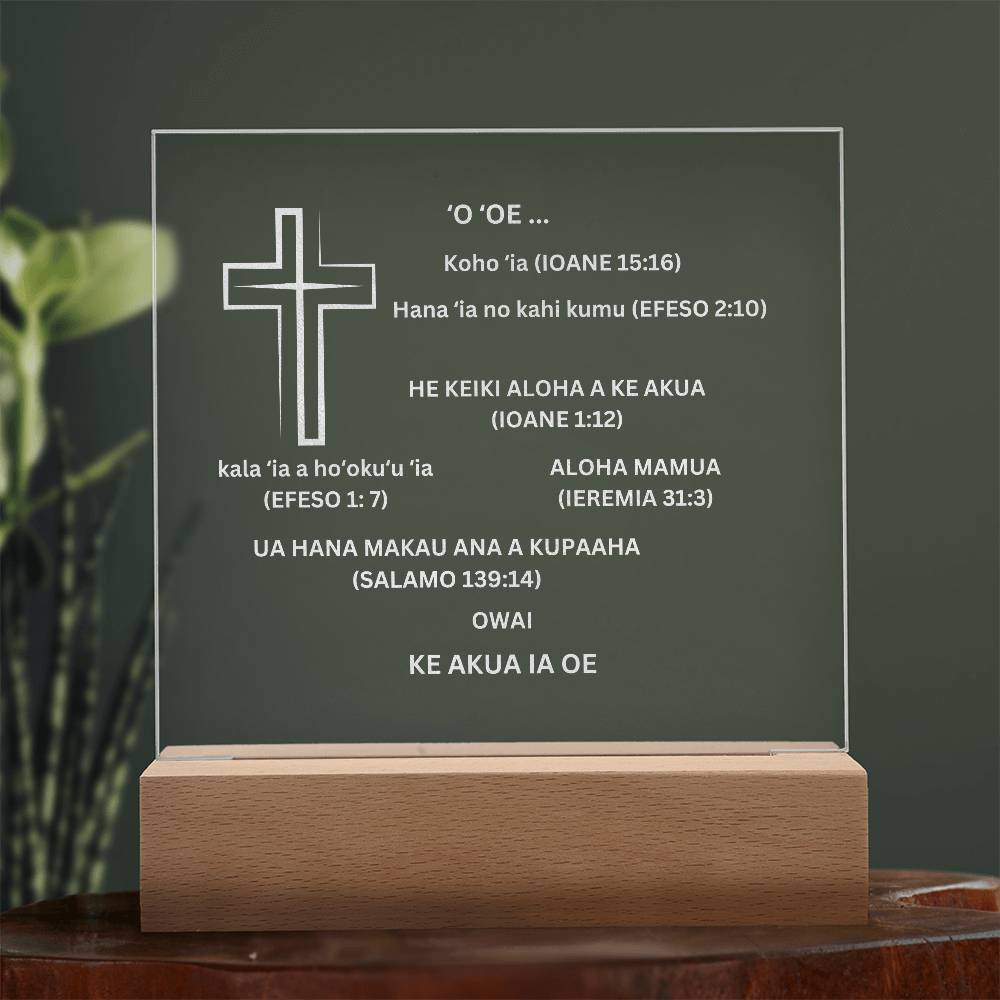 Hawaiian YOU ARE DESCRIBED BY GOD Engraved Acrylic Square Plaque