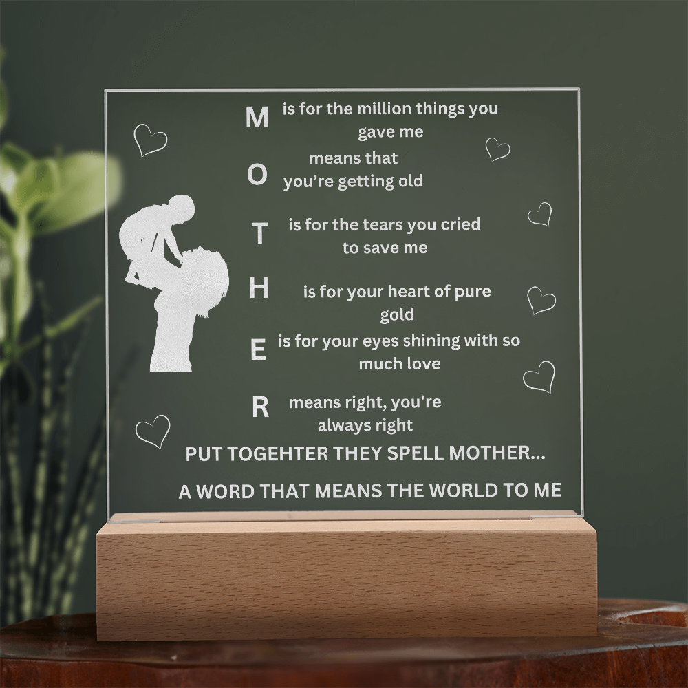 MOM Acronymn Engraved Acrylic Square Plaque