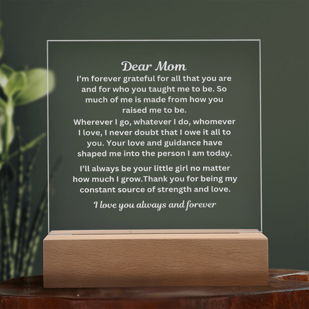 Dear Mom Engraved Acrylic Square Plaque