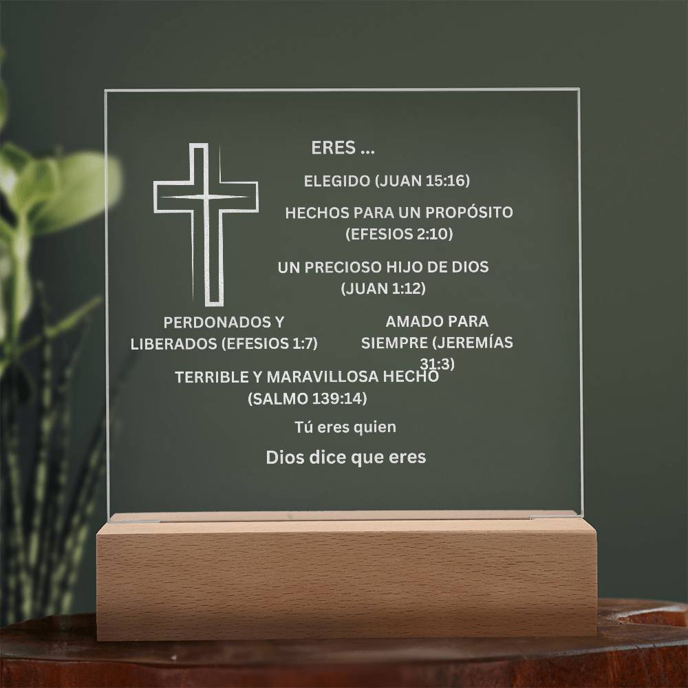 Spanish YOU ARE DESCRIBED BY GOD Engraved Acrylic Square Plaque