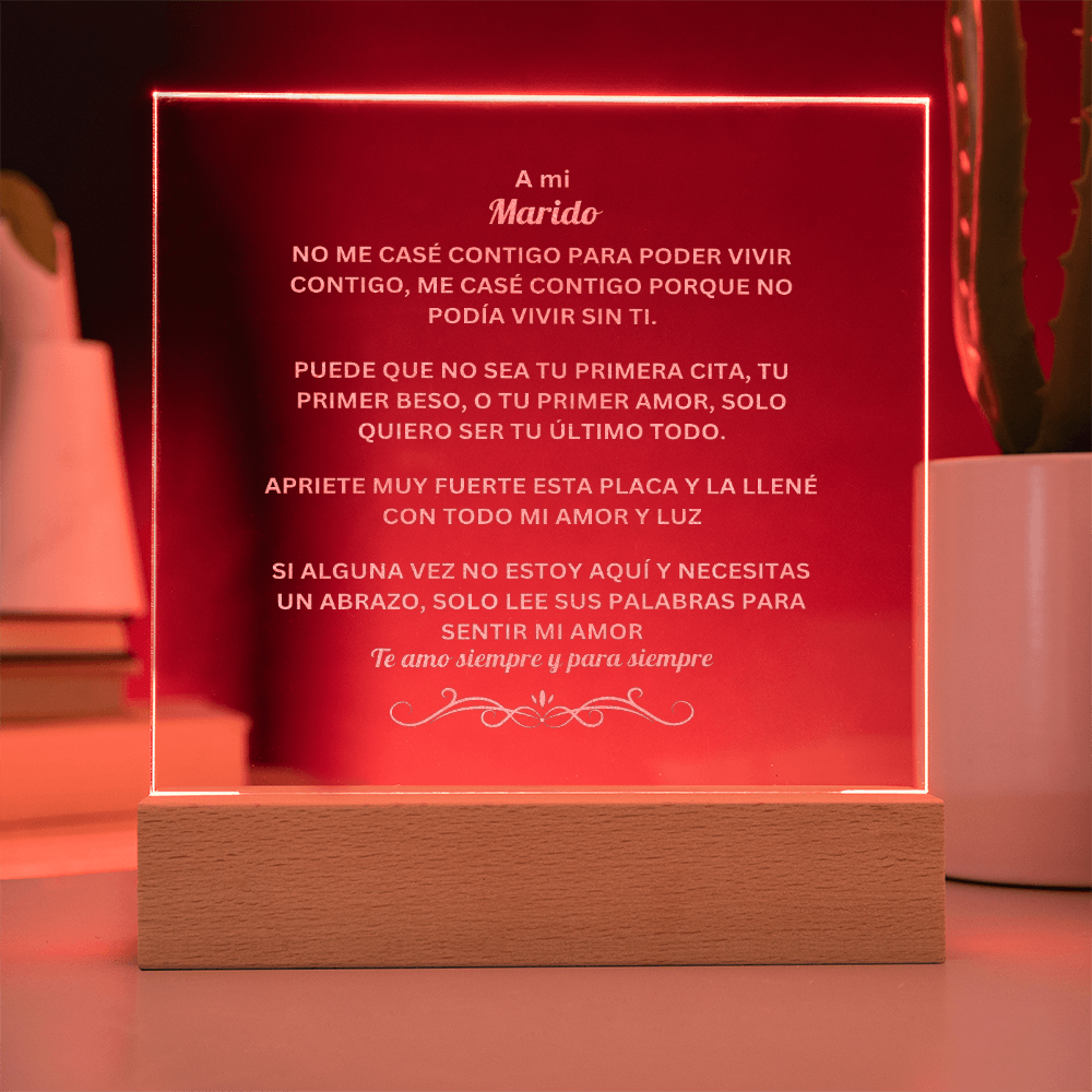 To My Husband Engraved Acrylic Square Plaque Spanish
